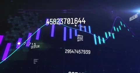 Displaying 3D chart showing changing trend in 3D interface, with purple bars Illustrazione stock