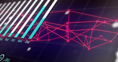 Displaying 3D data visualization object glowing on dashboard, with cyan bars and イラスト素材