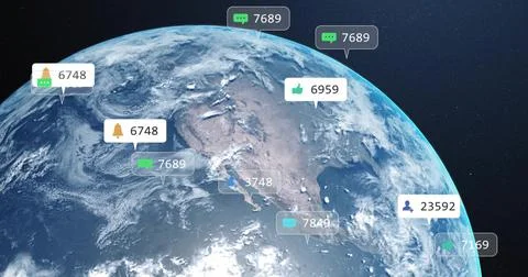 Displaying 3D Earth globe focusing on North and Central America in space, with Stock Illustration