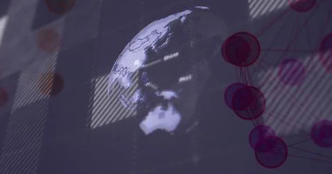Displaying 3D globe highlighting Asia-Pacific region on tech interface, with Stockillustratie