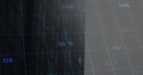 Displaying 66% progress indicator on computer interface, with grid overlay and Illustrazione stock