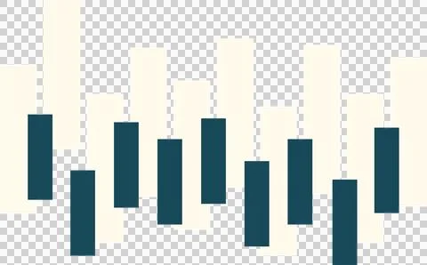 Displaying abstract candlestick with alternating cream teal bars on clear Stock Illustration