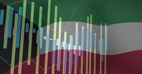 Displaying abstract chart running on digital canvas, with vertical bars and Stock Photos
