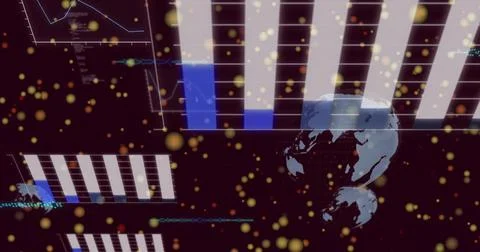 Displaying abstract dashboard in maroon data space, showing vertical bar charts Stock Photos