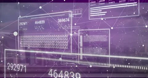 Displaying abstract data interface floating in virtual environment, with UI Stock Illustration
