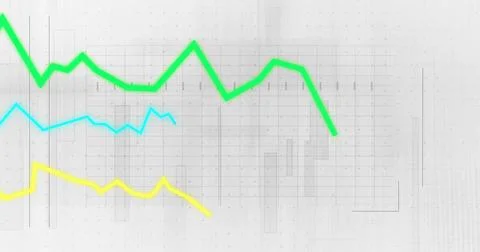 Displaying abstract data panel on white background with green, cyan and yello Foto stock
