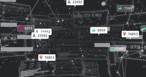 Displaying abstract digital network graphic in virtual dashboard, with social Stock Photos