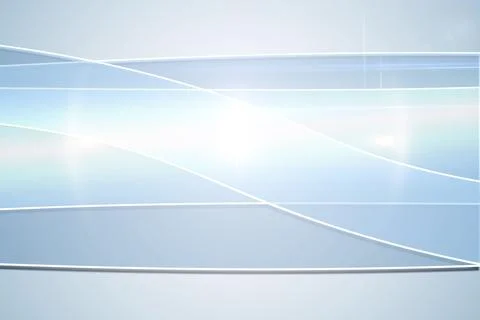 Displaying abstract digital white lines over blue-white gradient with glowing 库存插图