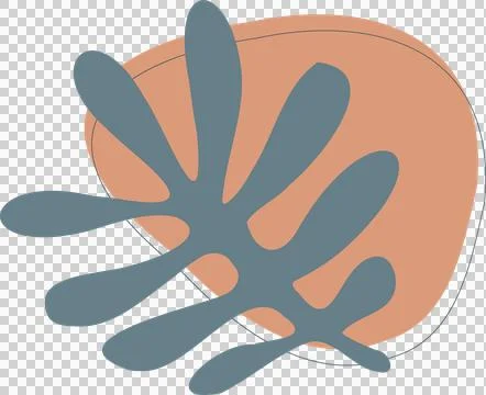 Displaying abstract flat artwork merging peach shape with blue-gray lobes on Illustrazione stock