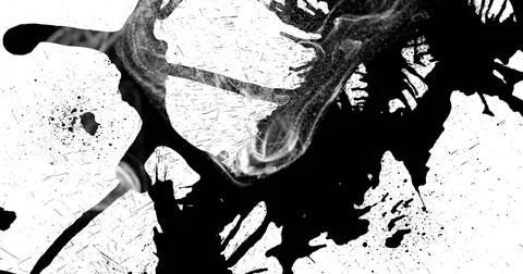 Displaying abstract ink splatter pattern covering white canvas at art studio, Stock Illustration