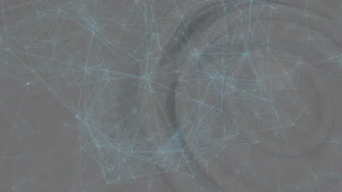 Displaying abstract network with glowing blue nodes connecting neon lines on Stock Footage 309286208