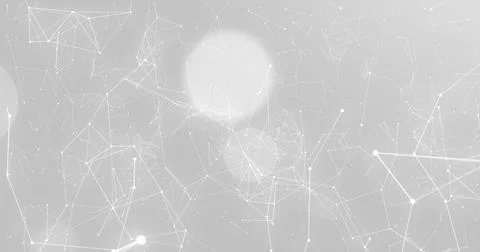 Displaying abstract network of thin lines and white nodes across studio Stock Illustration