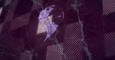 Displaying abstract purple geometric pattern unfolding in digital space, with Stock Photos