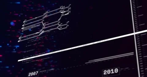 Displaying abstract timeline floating in virtual dashboard, with diagonal stripe Stockillustratie