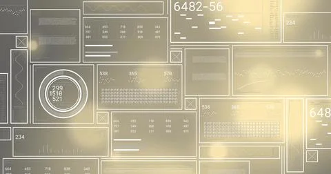 Displaying abstract UI showing soft panels on warm gold blur, with circular Stockillustratie