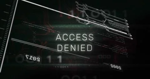 Displaying ACCESS DENIED message centered on screen, showing circuit traces, イラスト素材