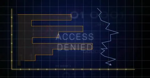 Displaying ACCESS DENIED overlay covering navy grid with stepped bar, jagged Stock Illustration