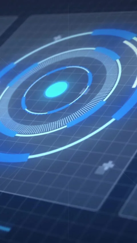 Displaying animation of circular data visualization with blue and white graphics Stock Footage 344370304