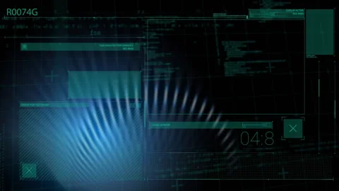 Displaying animation, digital interface with blue wave pattern for data analysis Stock Footage 303468422
