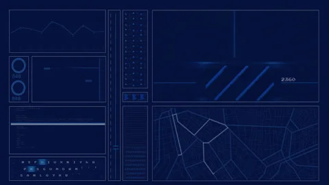 Displaying animation of graphs and maps, digital interface with data analysis Stock Footage 303529077