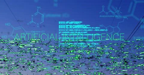 Displaying ARTIFICIAL INTELLIGENCE label centered on virtual dashboard, with Stock Photos