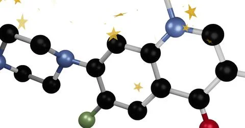 Displaying ball-and-stick model framed on white background showing atoms and Stock Illustration