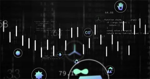 Displaying band of vertical white bars pulsing across dark HUD, with CO2 and 写真素材