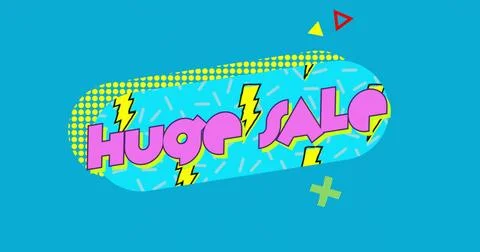 Displaying banner centered on teal field, showing 'HUGE SALE' cyan capsule with Stock Illustration