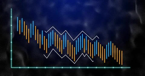Displaying bar and line chart on dashboard, with yellow, blue bars, white line, 库存插图