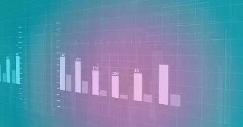 Displaying bar chart visualization with numeric labels and grid lines in data Foto stock