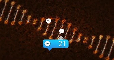 Displaying blue chat badge 21 centered lower-middle in UI overlay, floating Stock Illustration