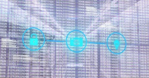Displaying blue padlock share user icons floating over purple gradient, with Stock Photos