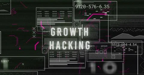 Displaying bold GROWTH HACKING text in digital interface, with translucent 스톡 사진