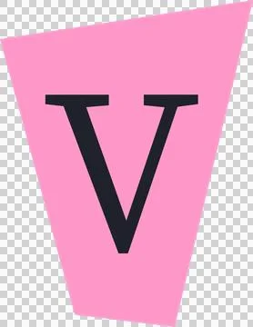 Displaying bold letter V on pink irregular pentagon in flat design, with イラスト素材