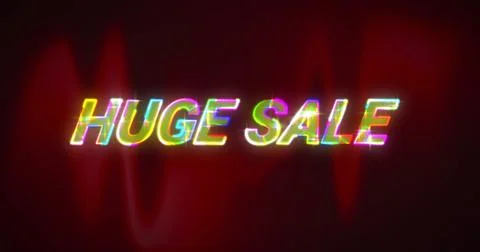 Displaying bold neon-style text glowing on dark gradient banner, with red Stock Photos