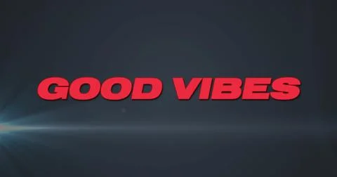 Displaying bold red 3D text GOOD VIBES on dark blue-gray gradient, with light Stock Illustration
