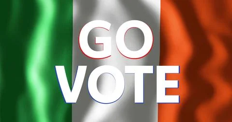 Displaying bold sans-serif GO VOTE text centered on vertical green white orange Stock Illustration