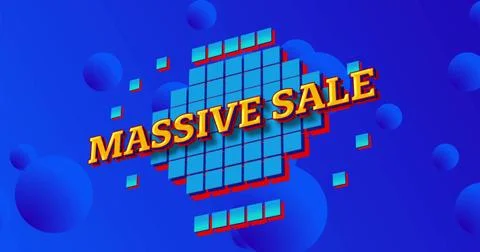 Displaying bold yellow-orange MASSIVE SALE headline across banner, showing Stock Photos