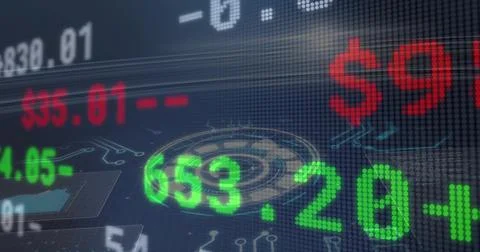 Displaying bright green numeric ticker 653 Stock Illustration