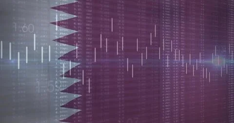 Displaying candlestick bars overlaying digital screen with zigzag divider, Stock Illustration