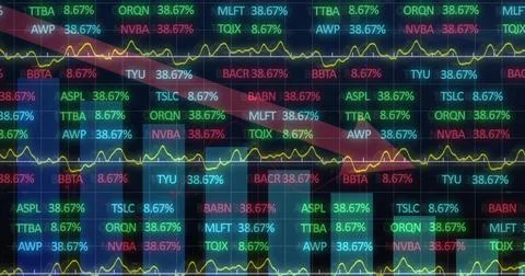 Displaying center grid of stock tickers on trading screen, showing percent Stock Illustration