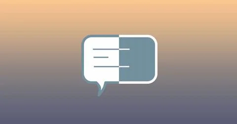 Displaying centered chat bubble on gradient canvas, showing white and blue-gray Stock Photos