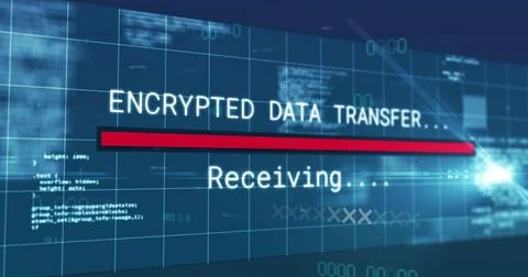Displaying centered encrypted status text and red bar on network dashboard, with 스톡 일러스트