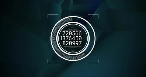 Displaying centered HUD graphic on teal-navy backdrop, showing concentric rings Stock Photos