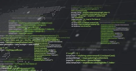 Displaying centered monospaced source code block on editor screen, showing green Stock Illustration