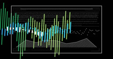 Displaying centered panel on black screen showing white frame, neon bars, Stock Photos