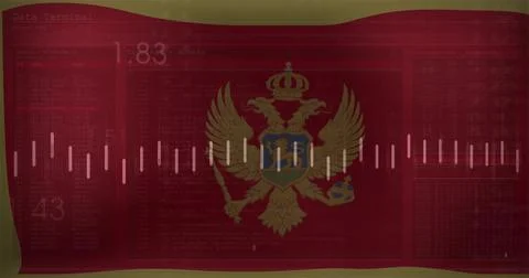 Displaying centered red flag in composite with gold double-headed eagle crest Stock Photos