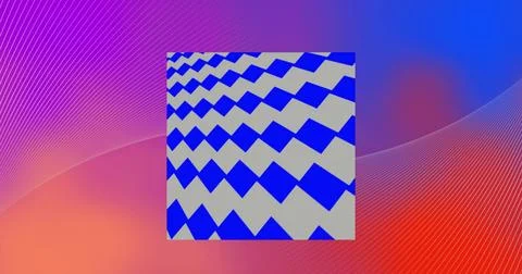 Displaying centered square tile with cobalt zigzag on gray tile, multicolor Stock Photos