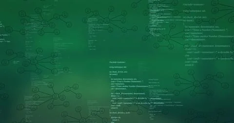 Displaying centered visual in green workspace, showing monospaced C++ code and 스톡 사진