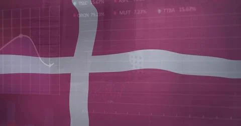 Displaying centered white Nordic cross covering magenta field, with grid and Stock Illustration